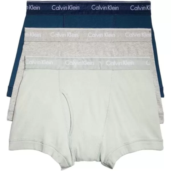 Calvin Klein Mens Cotton Classics 3Pack TrunkClassic Navy Sage Meadow Grey Heather