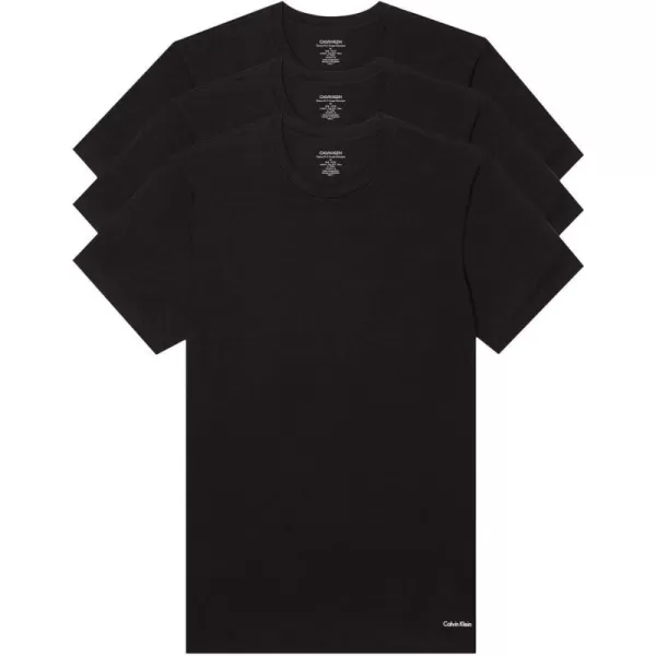 Calvin Klein Mens Cotton Classics 3Pack Undershirts3 Black  Crewneck