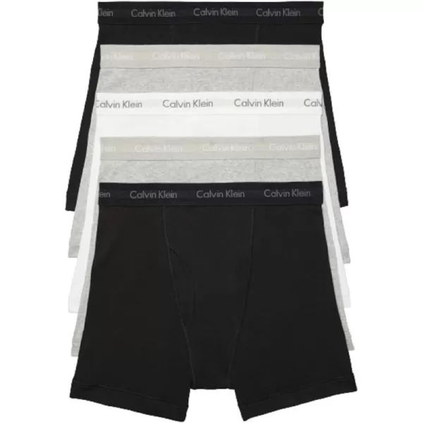 Calvin Klein Mens Cotton Classics 5Pack Boxer Brief2 Black 2 Heather Grey 1 White