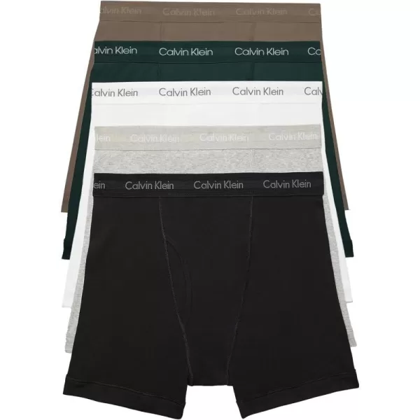 Calvin Klein Mens Cotton Classics 5Pack Boxer BriefNatural Gray Grey Heather White Night Sky Ponderosa Pine