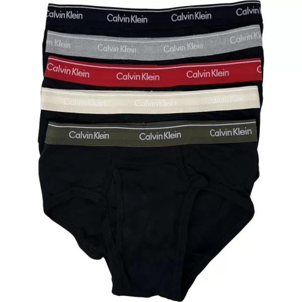 Calvin Klein Mens Cotton Classics 5Pack BriefBlackBlackGrey HeatherExactTapiocaOlive