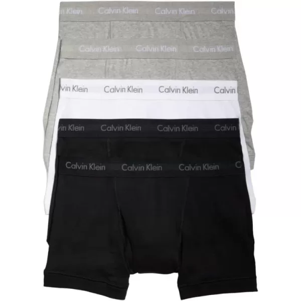 Calvin Klein Mens Cotton Classics 5Pack Trunk2 Black 2 Grey Heather 1 White