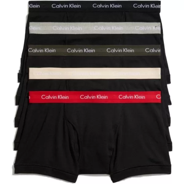 Calvin Klein Mens Cotton Classics 5Pack TrunkBlack Bodies W Black Grey Heather Exact Tapioca Olive