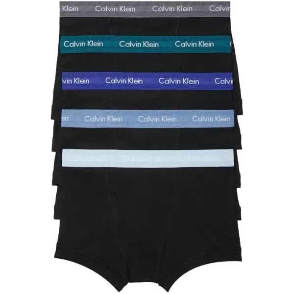 Calvin Klein Mens Cotton Classics 5Pack TrunkBlack amp Baby Blue Cement Twilight Navy Heather