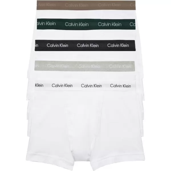 Calvin Klein Mens Cotton Classics 5Pack TrunkWhite W Natural Gray Grey Heather White Night Sky Ponderosa Pine