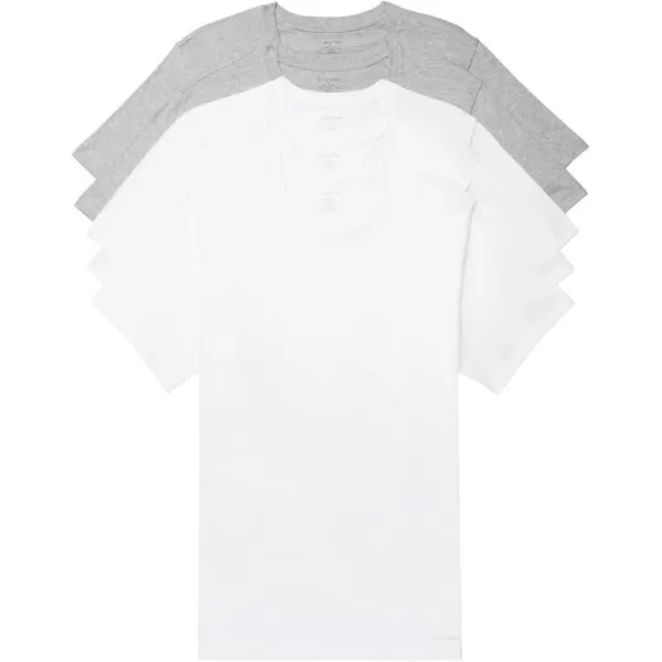 Calvin Klein Mens Cotton Classics 5Pack Undershirts3 White  2 Grey Heather Crewneck