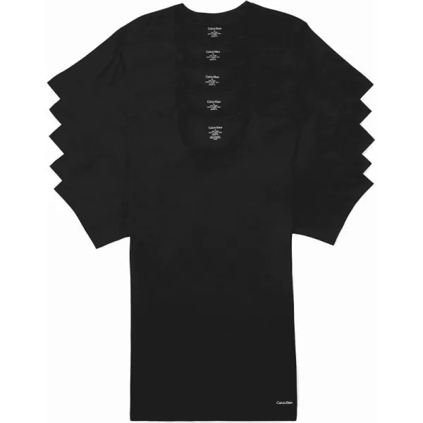 Calvin Klein Mens Cotton Classics 5Pack Undershirts5 Black Crewneck