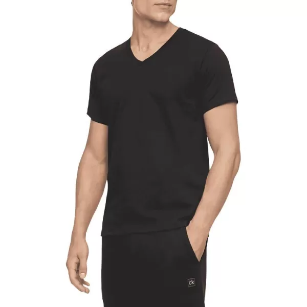 Calvin Klein Mens Cotton Classics 5Pack Undershirts5 Black Vneck