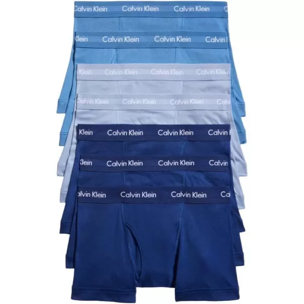 Calvin Klein Mens Cotton Classics 7Pack Trunk2 Boardwalk Blue 2 Water Reflection 3 Blue Depths