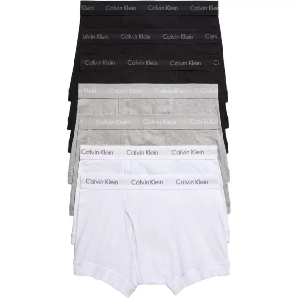 Calvin Klein Mens Cotton Classics 7Pack Trunk3 Black 2 Grey Heather 2 White