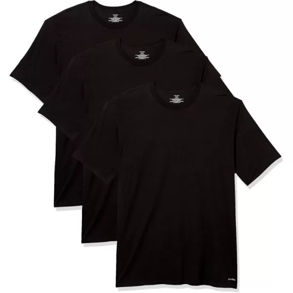 Calvin Klein Mens Cotton Classics Big amp Tall 3Pack Short Sleeve Undershirt3 Black  Crewneck