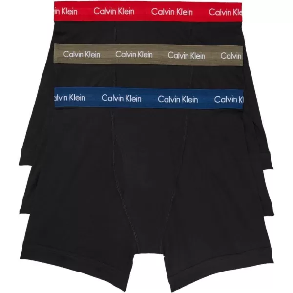 Calvin Klein Mens Cotton Stretch 3Pack Boxer BriefBlack Bodies W Aspen Berry Sangria Lake Crest Blue Wbs