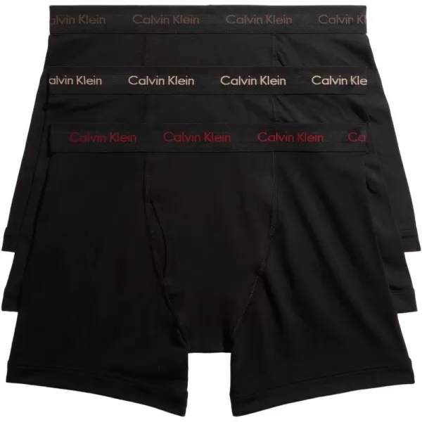 Calvin Klein Mens Cotton Stretch 3Pack Boxer BriefBlack Bodies W Olive  Gentle  Red Carpet Logos