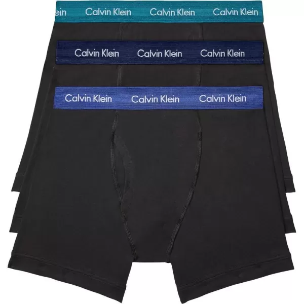 Calvin Klein Mens Cotton Stretch 3Pack Boxer BriefBlack Bodies W Shoreline  Clay  Travertine