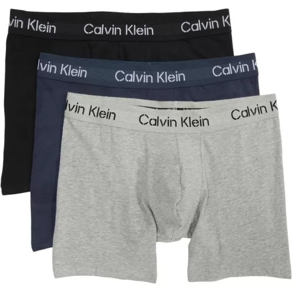 Calvin Klein Mens Cotton Stretch 3Pack Boxer BriefBlack Speakeasy Grey Heather