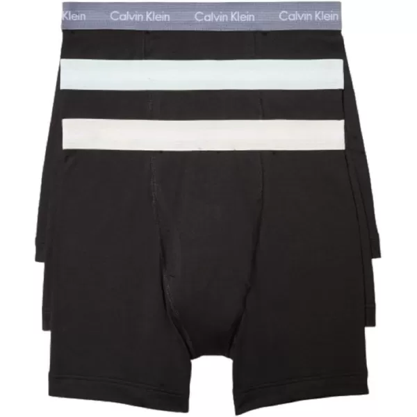 Calvin Klein Mens Cotton Stretch 3Pack Boxer BriefBlack W Dragon Fly  Mudstone  Asphalt Grey