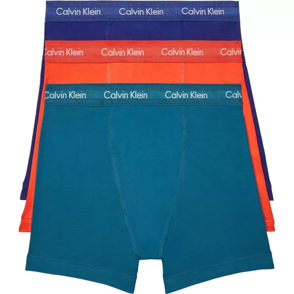 Calvin Klein Mens Cotton Stretch 3Pack Boxer BriefByou Blue Exotic Coral Topaz Gemstone