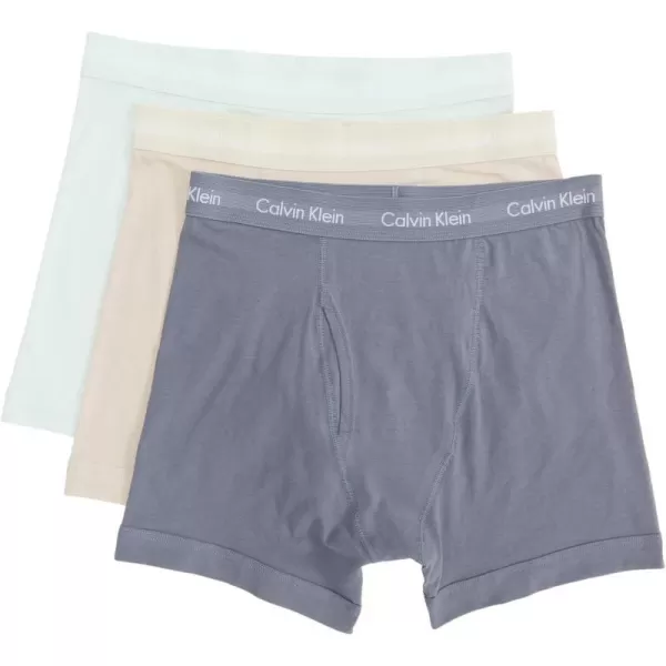 Calvin Klein Mens Cotton Stretch 3Pack Boxer BriefDragon Fly  Mudstone  Asphalt Grey