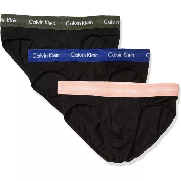 Calvin Klein Mens Cotton Stretch 3Pack Hip BriefBlackCandlelightDuffle BagNavy Seal