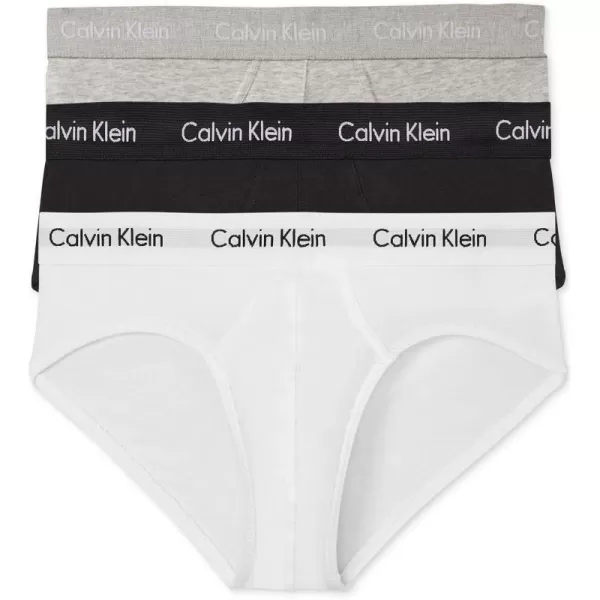 Calvin Klein Mens Cotton Stretch 3Pack Hip BriefGrey  Black  White