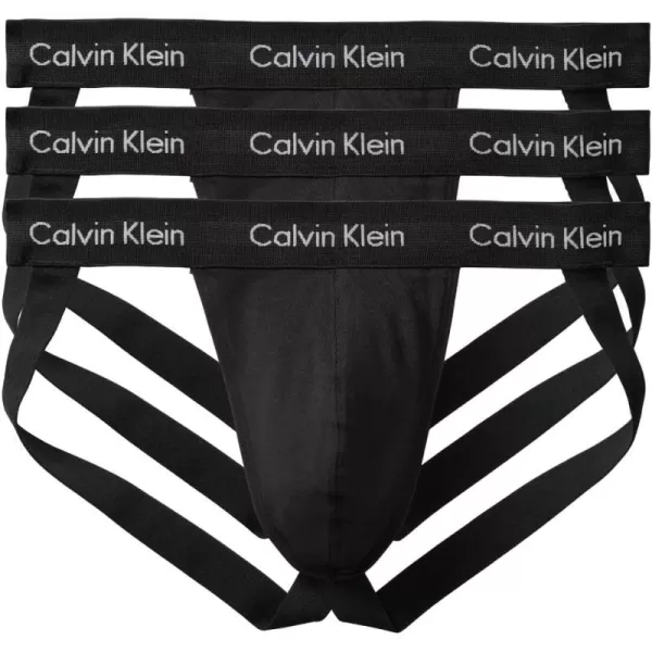 Calvin Klein Mens Cotton Stretch 3Pack Jock Strap3 Black