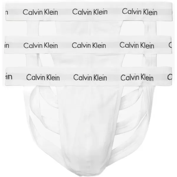 Calvin Klein Mens Cotton Stretch 3Pack Jock Strap3 White