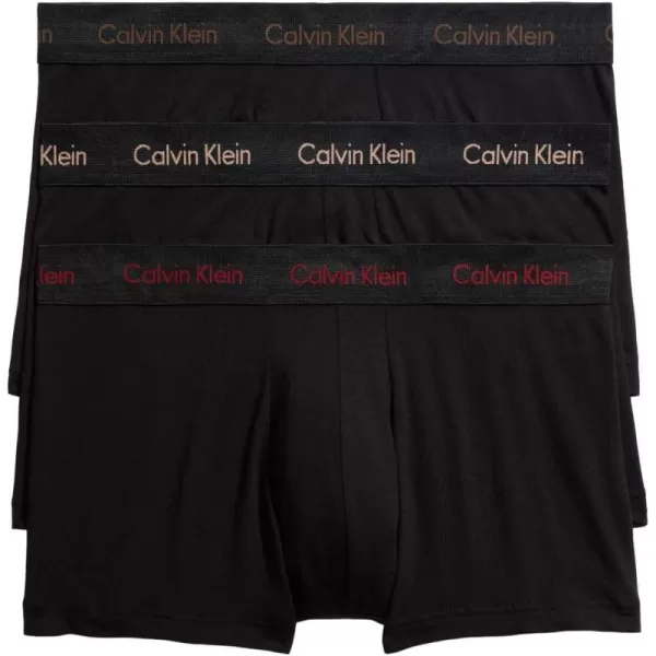 Calvin Klein Mens Cotton Stretch 3Pack Low Rise TrunkBlack Bodies W Olive Gentle Red Carpet Logos