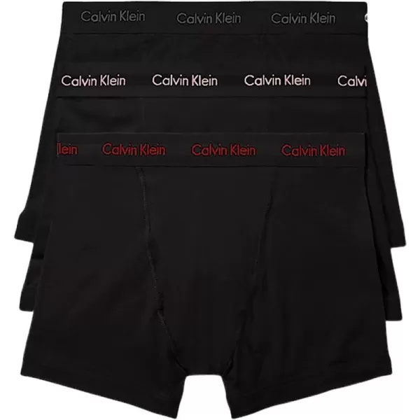 Calvin Klein Mens Cotton Stretch 3Pack TrunkBlack Bodies W Olive Gentle Red Carpet Logos