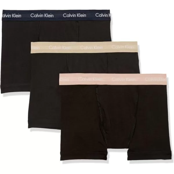 Calvin Klein Mens Cotton Stretch 3Pack TrunkBlack Bodies W Shoreline Clay Travertine