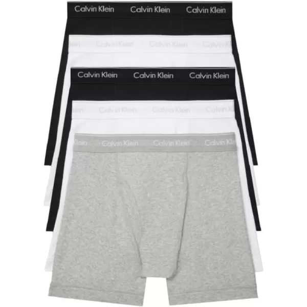 Calvin Klein Mens Cotton Stretch 5Pack Boxer Brief2 Black  2 White  1 Grey Heather