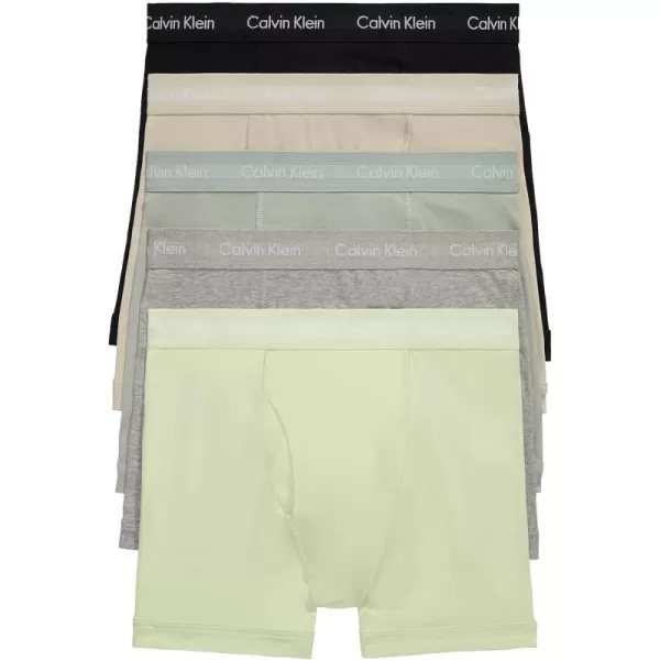 Calvin Klein Mens Cotton Stretch 5Pack Boxer BriefBlack  Mudstone  Grey Heather  Spring Onion  Frosted Fern