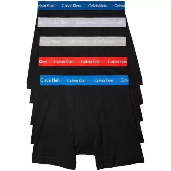 Calvin Klein Mens Cotton Stretch 5Pack Boxer BriefBlack Bodies W Ocean Hue Tuscan Terra Cotta Gre