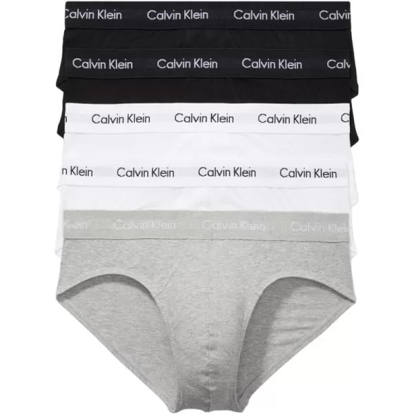 Calvin Klein Mens Cotton Stretch 5Pack Hip Brief2 Black 2 Grey Heather 1 White