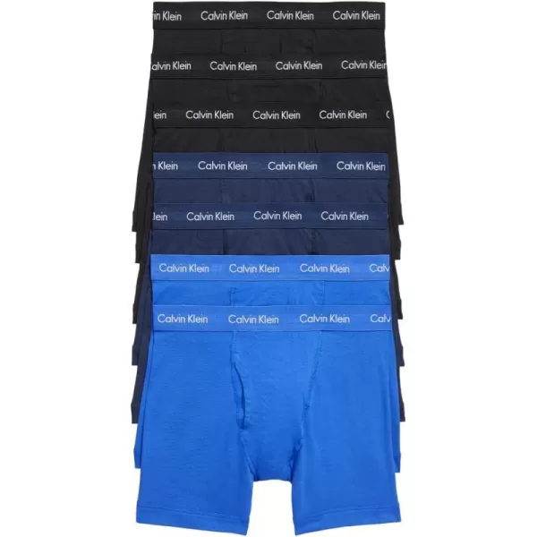 Calvin Klein Mens Cotton Stretch 7Pack Boxer Brief3 Black 2 Blue Shadow 2 Cobalt Water