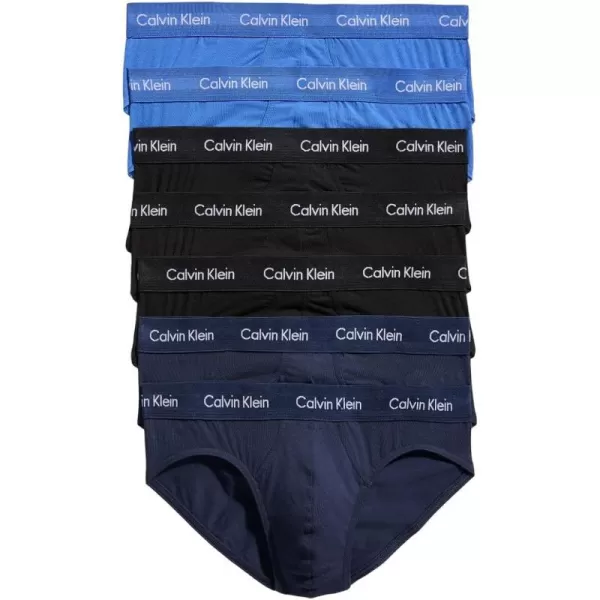 Calvin Klein Mens Cotton Stretch 7Pack Hip Brief3 Black 2 Blue Shadow 2 Cobalt Water