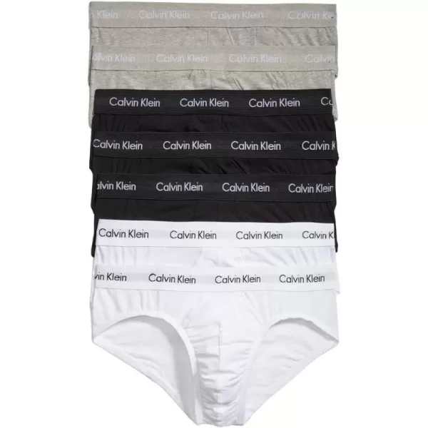 Calvin Klein Mens Cotton Stretch 7Pack Hip Brief3 Black 2 Grey Heather 2 White