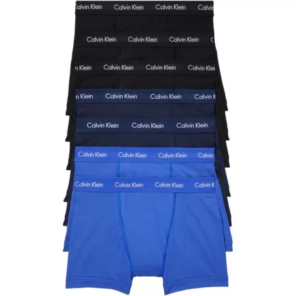 Calvin Klein Mens Cotton Stretch 7Pack Trunk3 Black 2 Blue Shadow 2 Cobalt Water