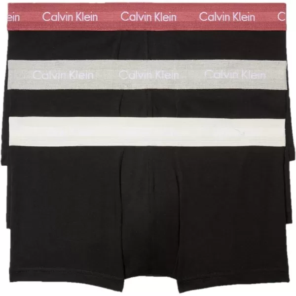 Calvin Klein Mens Cotton Stretch Low Rise TrunksBlack Bodies W Grey Heather Silver Birch Raspberry Blush