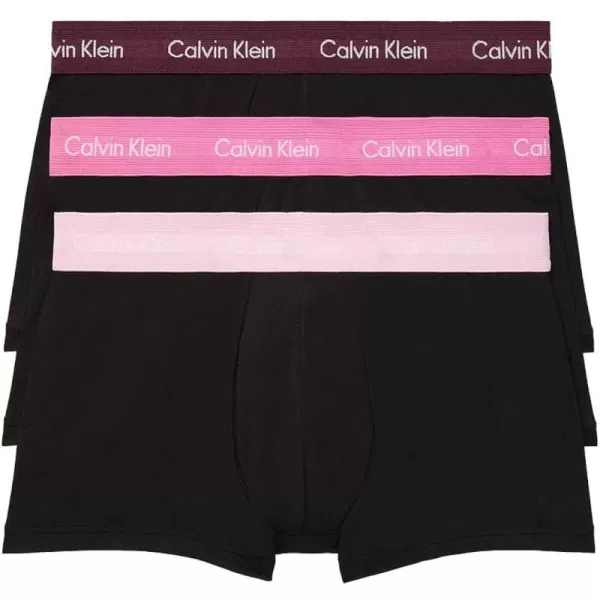 Calvin Klein Mens Cotton Stretch Low Rise TrunksBlack Bodies W Pale Orchid Hollywood Pink Grape Glimmer