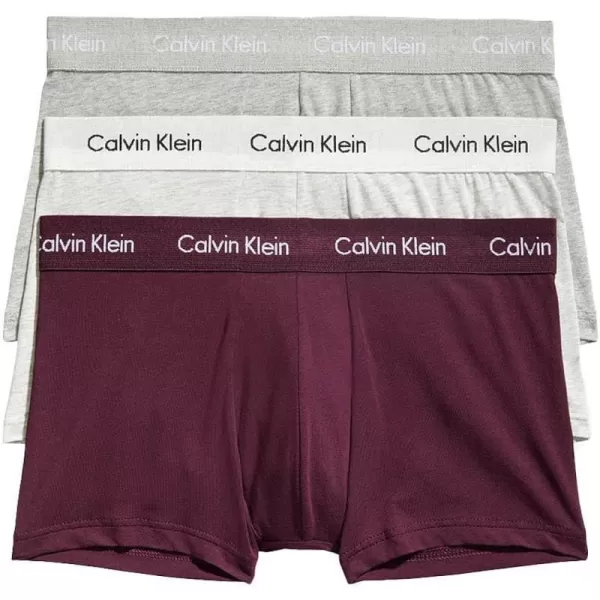 Calvin Klein Mens Cotton Stretch Low Rise TrunksGrey Heather Rhone Snow Heather