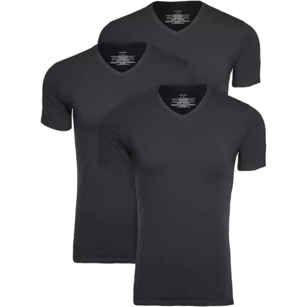 Calvin Klein Mens Cotton Stretch Undershirt Packs3 Black  Vneck