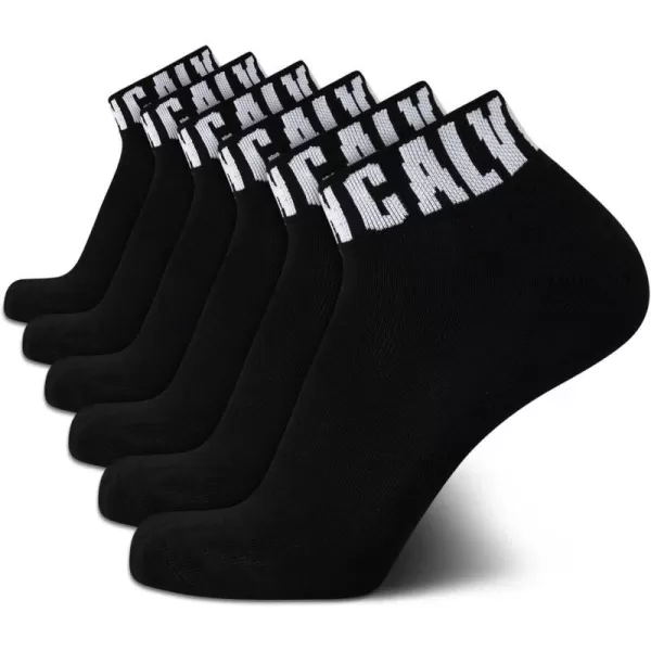 Calvin Klein Mens Cushioned Quarter Socks 6 PackBlack Logo