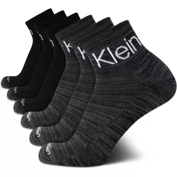 Calvin Klein Mens Cushioned Quarter Socks 6 PackBlackGrey Multi