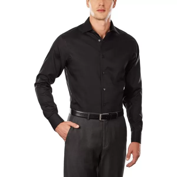 Calvin Klein Mens Dress Shirt Regular Fit Non Iron Herringbone French CuffBlack