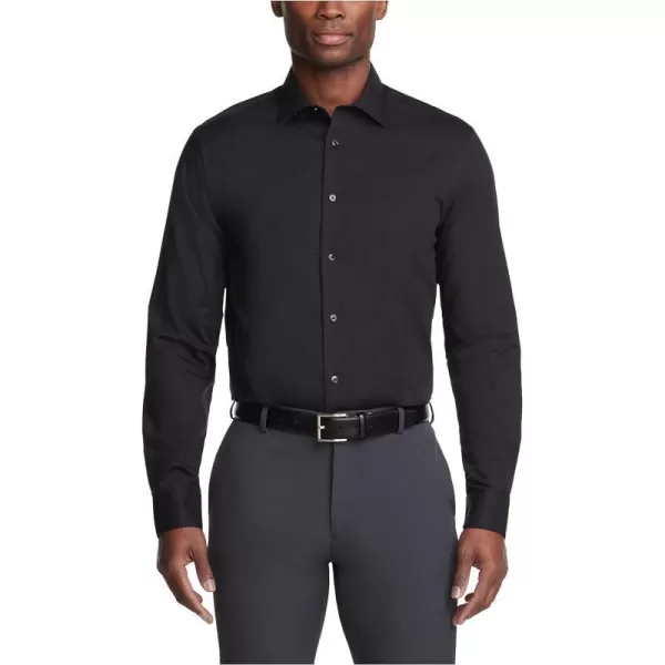 Calvin Klein Mens Dress Shirt Regular Fit Non Iron HerringboneRegular Fit Spread Collar Black