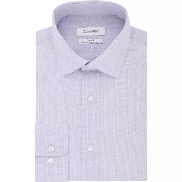 Calvin Klein Mens Dress Shirt Regular Fit Non Iron Stretch SolidLilac