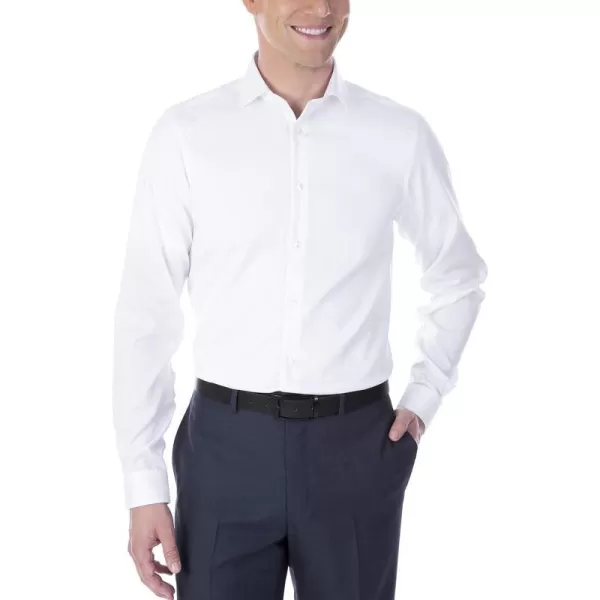 Calvin Klein Mens Dress Shirt Slim Fit Non Iron Herringbone Spread CollarWhite