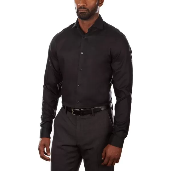 Calvin Klein Mens Dress Shirt Slim Fit Non Iron Stretch SolidJet Black