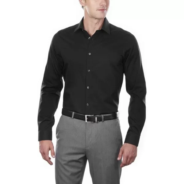 Calvin Klein Mens Dress Shirt Slim Fit Noniron HerringboneBlack