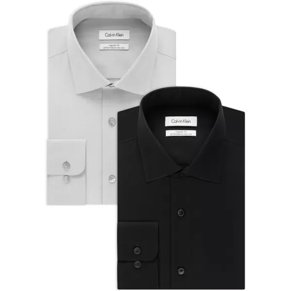 Calvin Klein Mens Dress Shirt Slim Fit Noniron HerringboneSmokeBlack